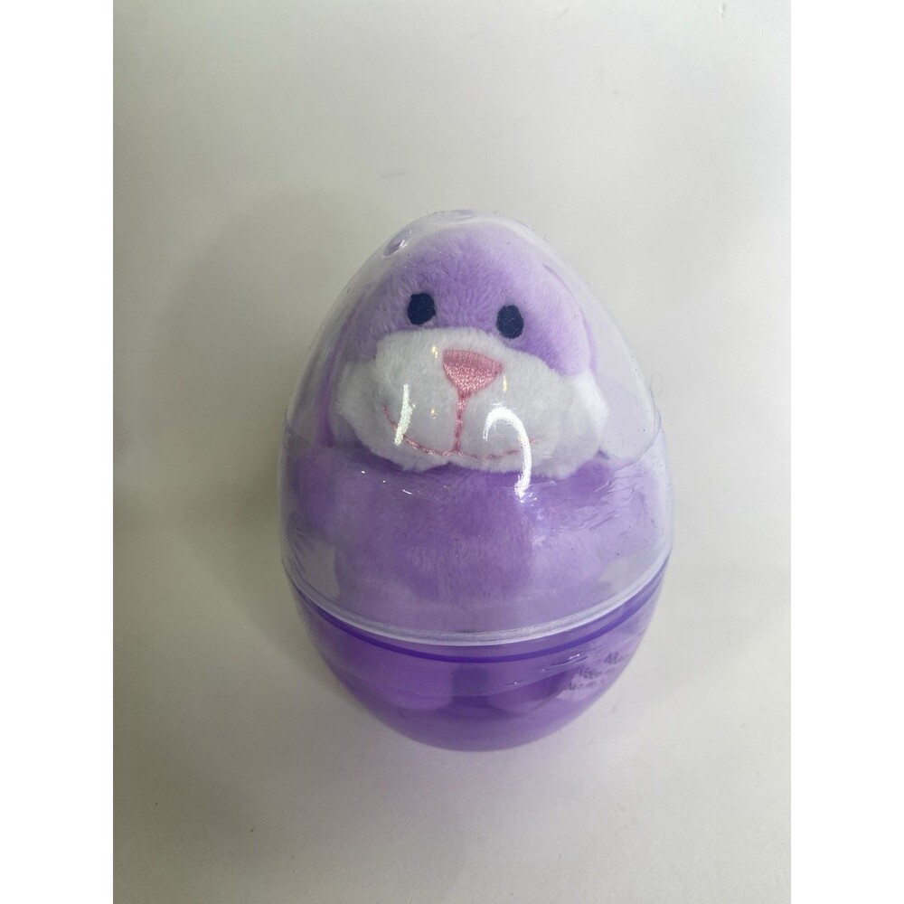 CVS Easter Bunny Rabbit Mini Plush Egg Clear Plastic Purple Stuffed Animal Toy